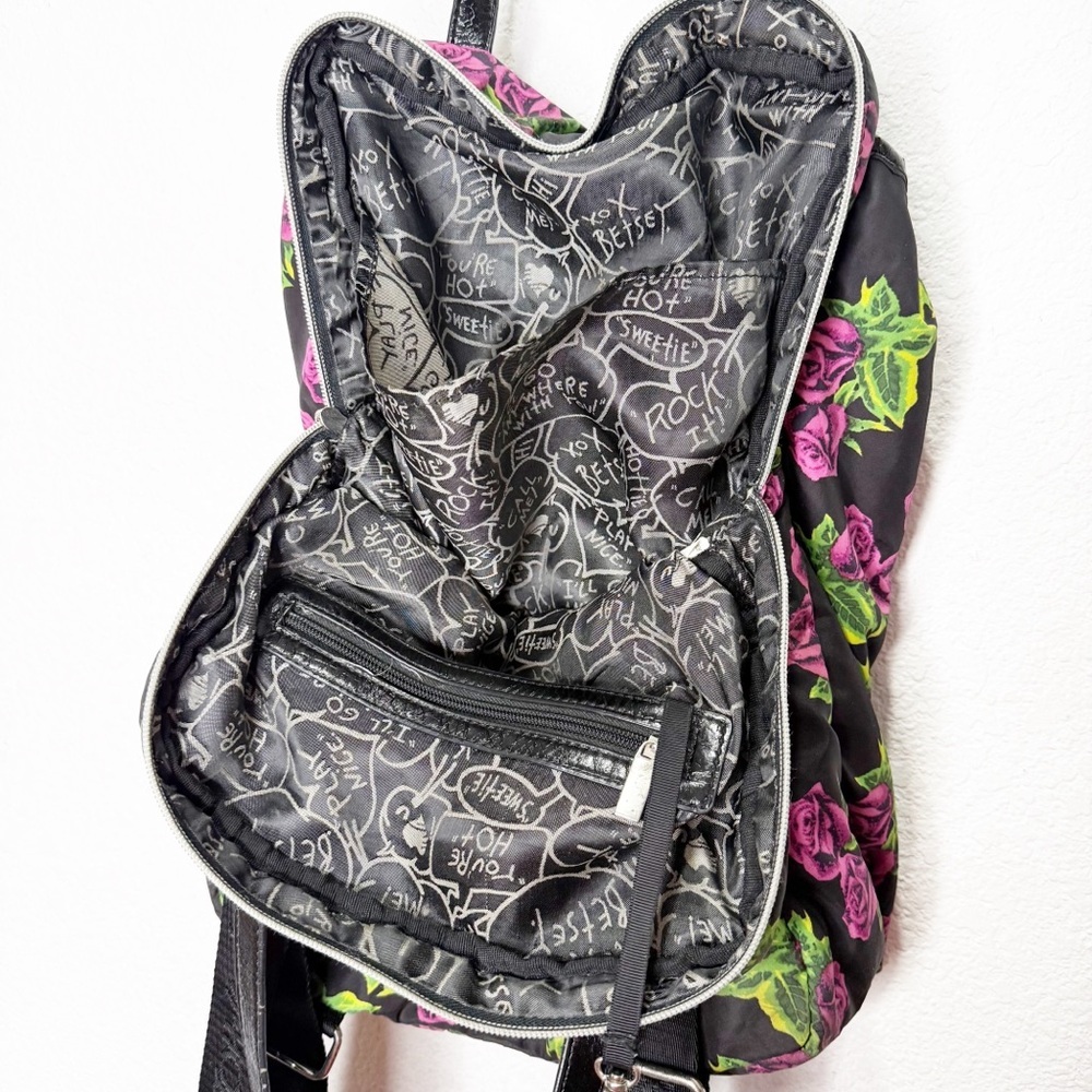Betsy Johnson Roses Backpack Tote Monogram B - Picture 2 of 7